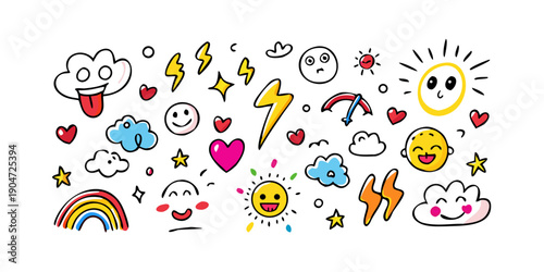 A vibrant collection of diverse emojis showcasing various expressions and symbols Vector