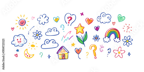 A colorful array of diverse icons representing various themes and concepts. Vector