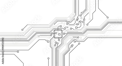 Abstract detailed circuit board pattern, digital technology background on isolated white background.