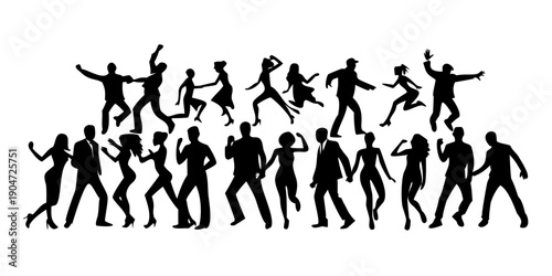 A diverse group of people dancing together in a joyful celebration Vector