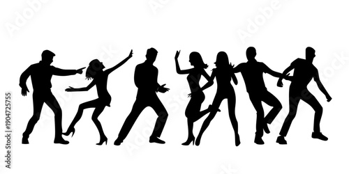 Diverse group of people dancing together in a circle with joyful expressions. Vector