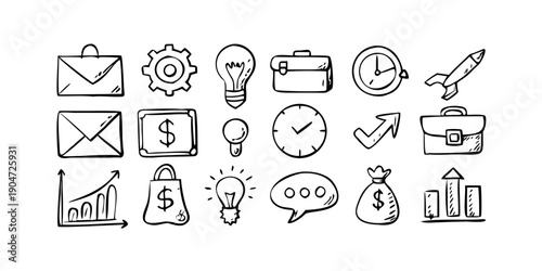 Collection of diverse icons representing various communication and business concepts Vector