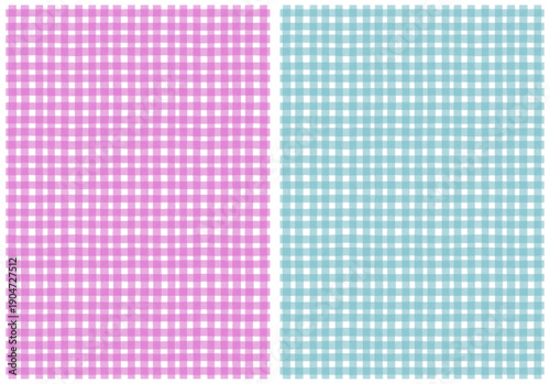 Hand Drawn Seamless Vector Pattern With Pastel Blue And Light Pink Grid on a White Background. Abstract Tileable Print With Irregular Checkered Print Perfect for Fabric, Textile, Wallpaper.
