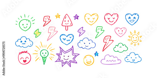 A delightful array of colorful and whimsical heart and star shapes Vector
