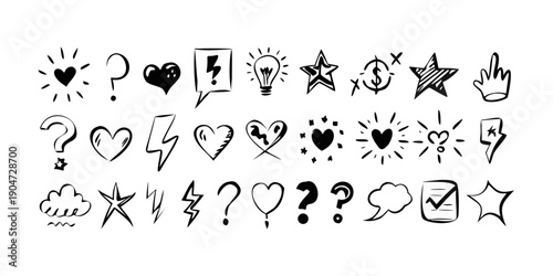 A collection of diverse symbols and icons representing various concepts and ideas Vector