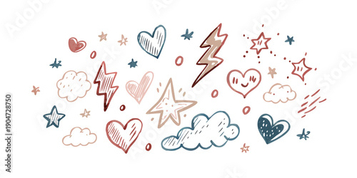 A delightful collection of colorful doodles and abstract shapes Vector