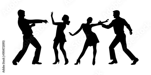 Group of people dancing together in a lively and energetic manner Vector