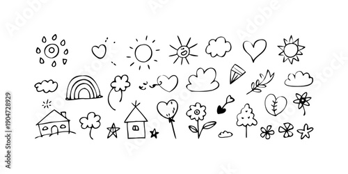 A collection of diverse icons representing various objects and concepts Vector