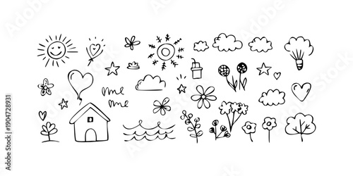 A delightful collection of various icons and symbols representing diverse objects and ideas. Vector