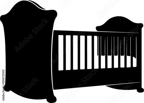 Baby bed silhouette vector illustration