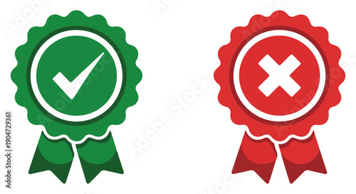 approved rejected decision flat icons