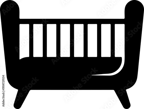 Baby bed silhouette vector illustration