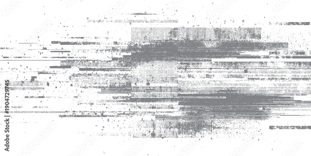 Obraz premium Distressed grey horizontal lines and dots texture on white background. abstract grunge pattern with digital noise effect