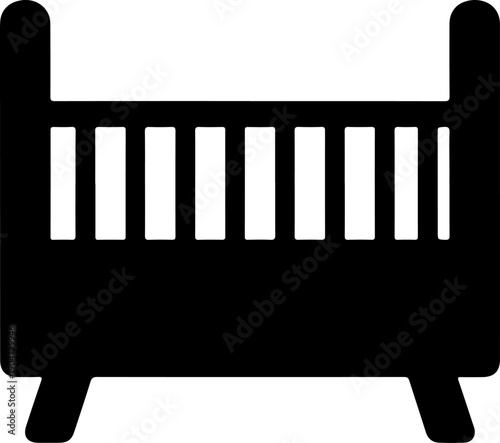 Baby bed silhouette vector illustration