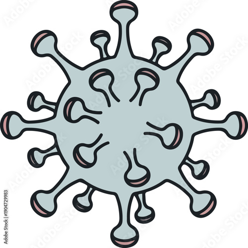 Simplified vector illustration of a pathogenic microorganism, symbolizing viral infection, disease, and global health challenges. Graphic concept for immunology and public health awareness