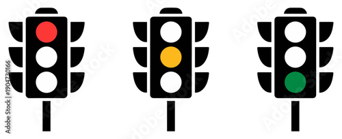 traffic signal light icon set
