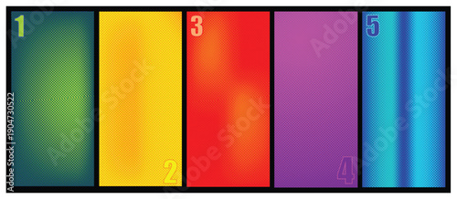 Vibrant Gradient Panels with Numbered Sections