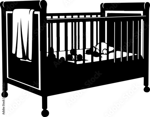 Baby bed silhouette vector illustration