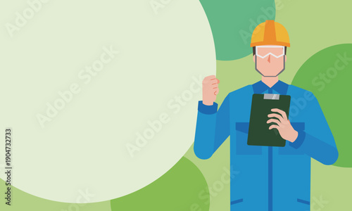 コピースペース付き作業員の背景イラスト