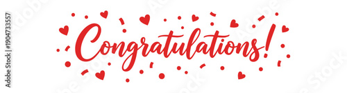Congratulations Red Hearts Confetti Celebration Banner