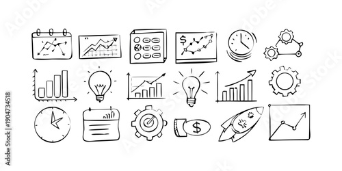 Collection of diverse icons representing various activities and objects Vector