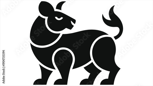 Stylized black polygon zodiac ox silhouette vector illustration. Geometric minimal taurus bull animal logo icon design for astrology and horoscope. Clean lines symbol on isolated white background.