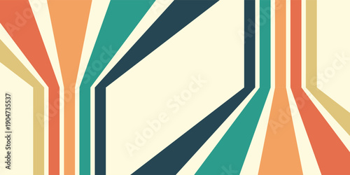 Abstract colorful 70s background vector. Vintage retro wallpaper with rainbow stripes and wavy lines. A 1970 color illustration suitable for posters, banners, decorative items and wall art.