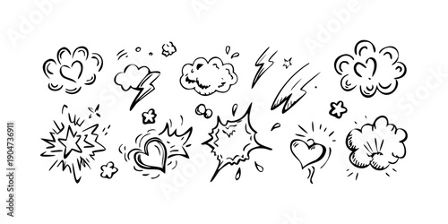 A collection of diverse and expressive thought bubble illustrations Vector