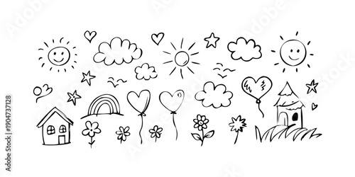 A delightful collection of various nature and love-themed icons Vector