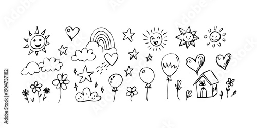 A delightful assortment of black and white love-themed icons and symbols Vector