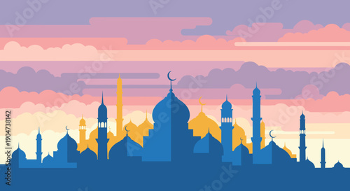 Elegant Ramadan Illustration Collection with Islamic Flat Illustration