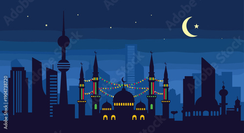 Elegant Ramadan Illustration Collection with Islamic Flat Illustration