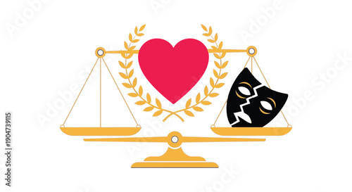 Modern artistic symbolic illustration representing truth overcoming lies