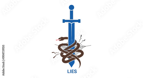 Modern artistic symbolic illustration representing truth overcoming lies