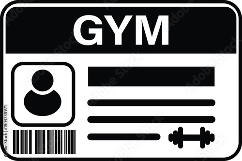 Gym membership card icon. Fitness card sign. Dumbbell training and workout access symbol. Sports club and exercise. flat style.