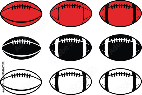 Rugby ball and American football SVG icons showing sports ball graphics for athletic and game design