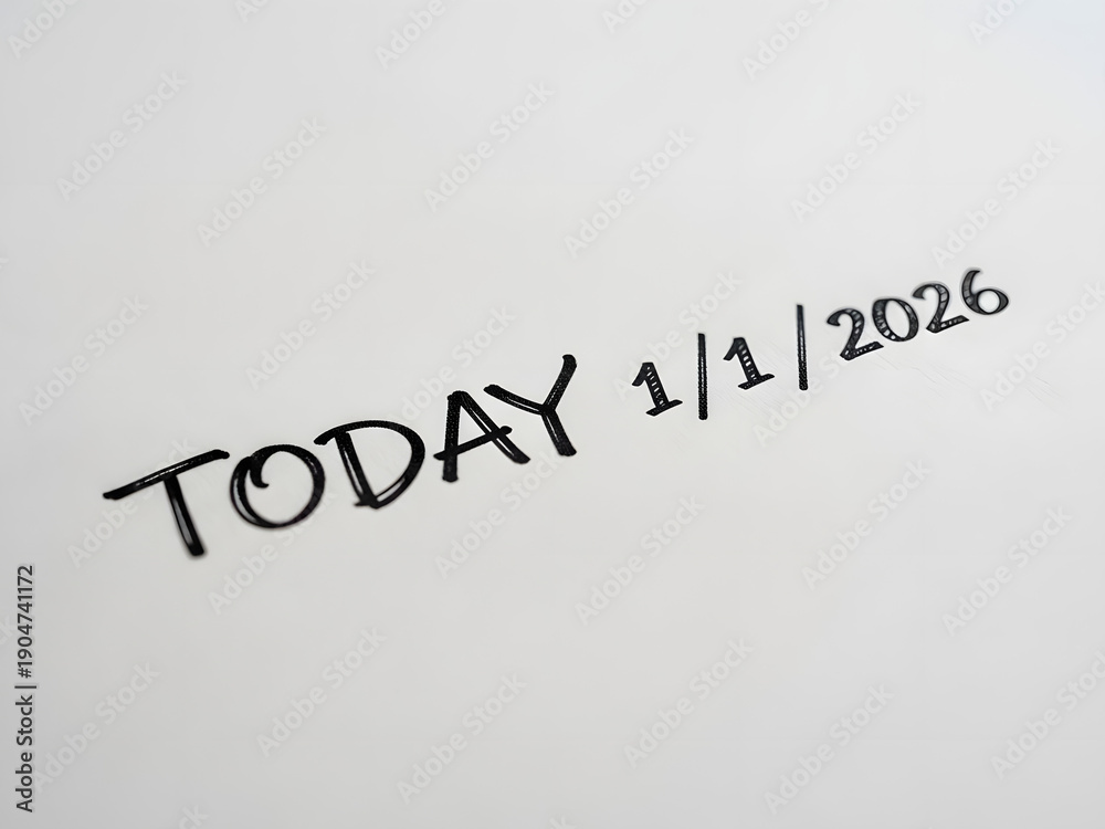 Fototapeta premium Simple handwritten date with word today on transparent background