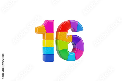 colorful number 16 vector design