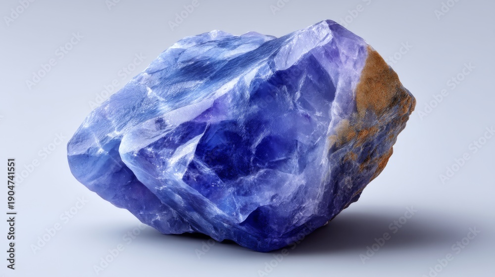Fototapeta premium Stunning Close-Up View of a Natural Blue Purple Mineral Rock with Intricate Crystal Formation and Unique Texture for Geological and Artistic Applications