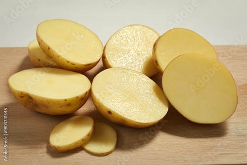 fresh and raw potato slices