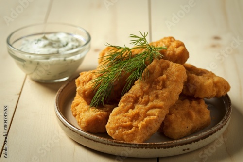 food photograph of golden-brown fish nuggets