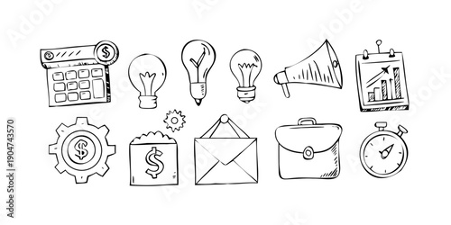 A collection of icons representing various productivity and time management concepts Vector