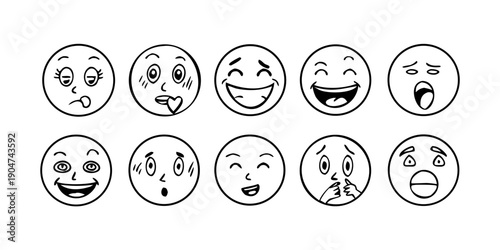 Obraz na plátne A collection of diverse emoticons expressing various human emotions and reaction