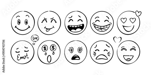 Fotografija A collection of diverse emoticons expressing various human emotions and states V