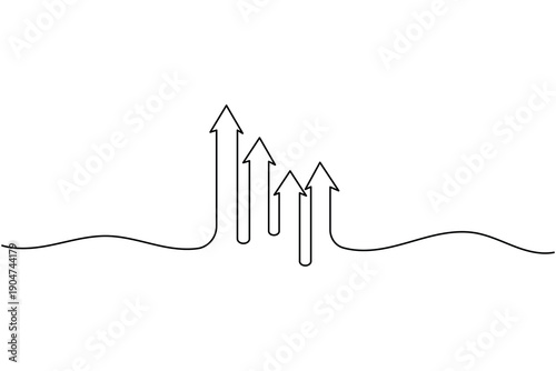 Arrows continuous one line art business growth and financial success concept