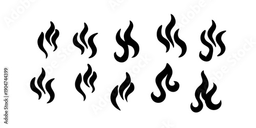 Bild auf Leinwand Abstract black and white flame and smoke design elements on a white background V