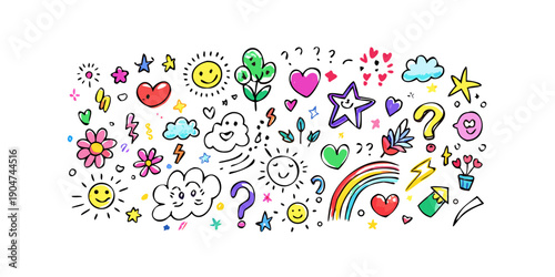 Foto A vibrant collection of diverse icons representing various objects and activitie
