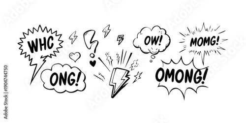 A variety of speech bubbles with different expressions and sounds. Vector