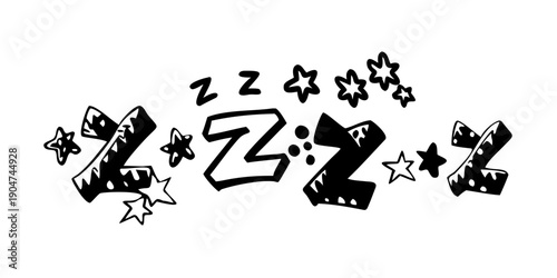 Fotografi A creative and artistic representation of the word zzz with stars and sleep elem