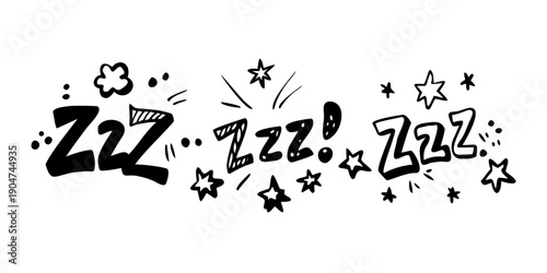 Tableau sur toile A whimsical illustration of sleepy z's surrounded by stars and sparkles Vector